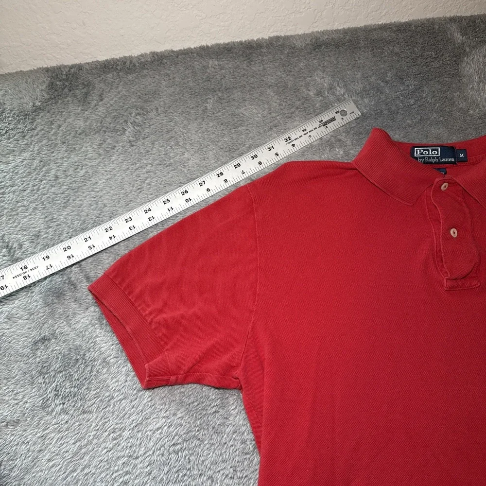 VTG 90s Polo Ralph Lauren Men's Medium Red Short Sleeve Polo Shirt Navy Pony